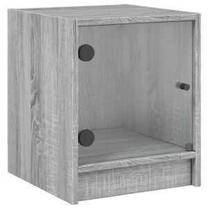 vidaXL Bedside Cabinet with Glass Door Grey Sonoma 35x37x42 cm