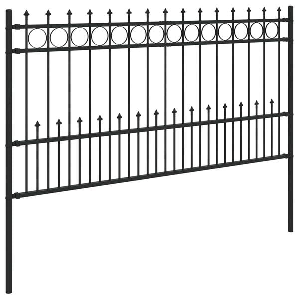 vidaXL Spike Ring Fence Black 200 x 150 cm Powder-Coated Steel