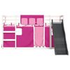 vidaXL Bunk Bed without Mattress with Slide and Curtains Pink 90x200 cm