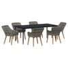 vidaXL Garden Dining Set with Cushion 7 pcs Grey Poly Rattan