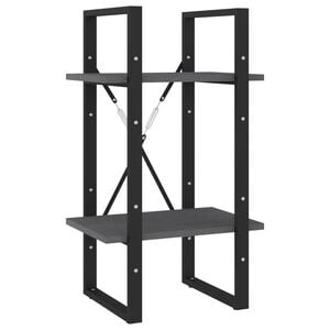 vidaXL Book Cabinet | Grey | Solid Pine Wood and Metal | Medium | Book Cabinet