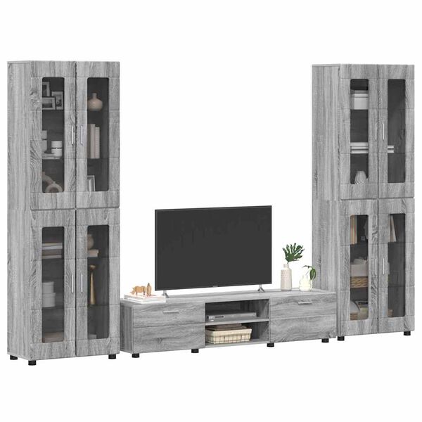 vidaXL TV Cabinet Set with Drawer FLORIN Grey Sonoma Engineered Wood