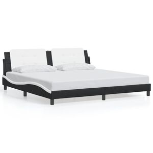 vidaXL Bed Frame without Mattress "Zadar" Black and White 200x200 cm Faux Leather