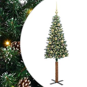 vidaXL Slim Christmas Tree Green 150 cm PVC and Solid Pine wood