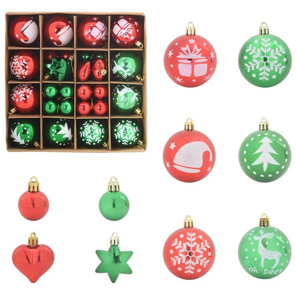 vidaXL Christmas Bauble Set 40 pcs Red and Green Plastic