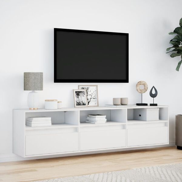 vidaXL TV Wall Cabinet with LED White 180x31x45 cm