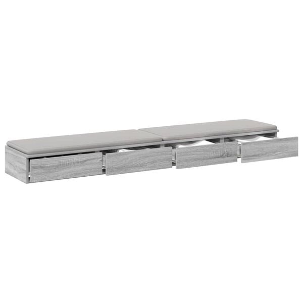 vidaXL Bed Drawers Grey Sonoma 180 x 36.5 x 16.5 cm Engineered Wood