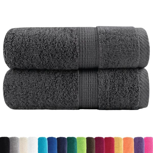 vidaXL Premium Guest Towels "SOLUND" 2 pcs Anthracite 30x50 cm 600 gsm