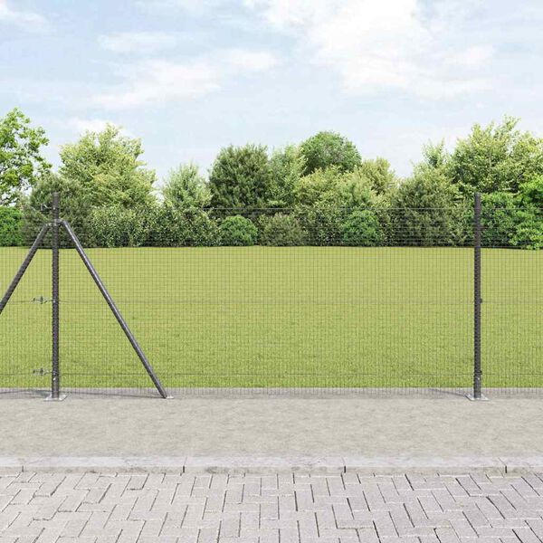 vidaXL Fence with Posts Grey 0.8 x 10 m Steel