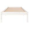 vidaXL Bed Frame without Mattress White Solid Wood Single