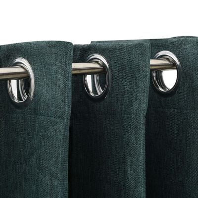 vidaXL Linen-Look Blackout Curtains with Grommets 2pcs Green 140x225cm