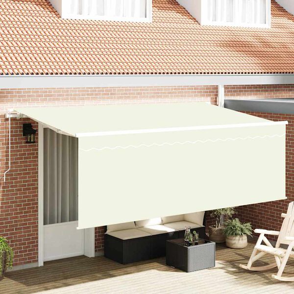 vidaXL Awning with Blind Cream 350 x 200 x 120 cm Fabric and Metal