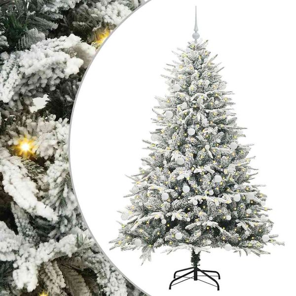 vidaXL Artificial Pre-lit Christmas Tree with Ball Set Green 180 cm