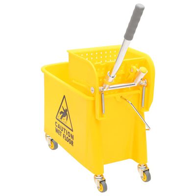 vidaXL Mop Bucket with Wringer and Wheels Yellow 20 L Polypropylene