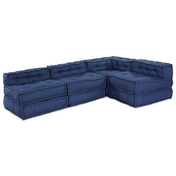 vidaXL Modular Sofa 4 pcs Indigo Fabric