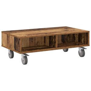 vidaXL Side Table with Wheels Old Wood 90 x 50 x 30 cm Engineered Wood