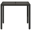 vidaXL Garden Table with Glass Top Black 90x90x75 cm Poly Rattan