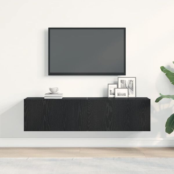 vidaXL TV Cabinet Black Oak 120x30x30.5 cm Engineered Wood
