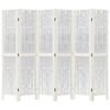vidaXL Room Divider 6 Panels White Solid Wood Paulownia