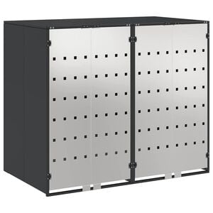 vidaXL Wheelie Bin Storage for 2 Bins Stainless Steel Anthracite