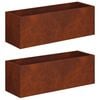 vidaXL Garden Planter 2 pcs Rusty 40 x 20 x 20 cm Weathering Steel