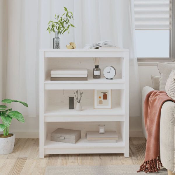 vidaXL Book Cabinet White 80x35x97 cm Solid Wood Pine