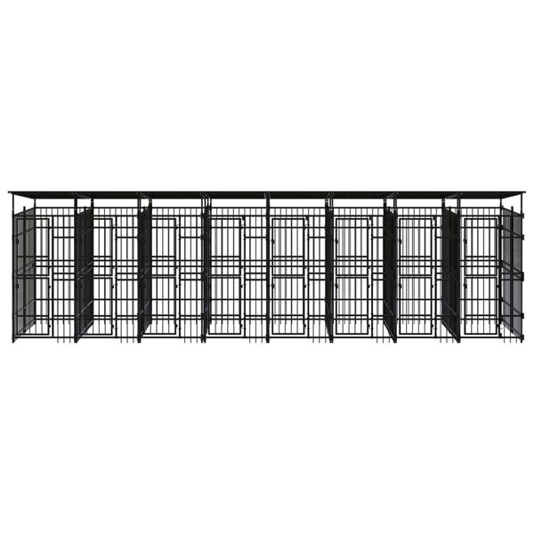 vidaXL Outdoor Dog Kennel with Roof Steel 14.75 m&sup2;