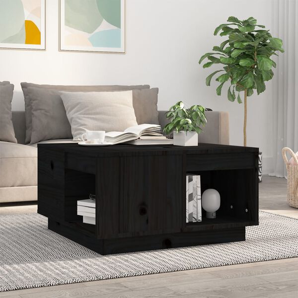 vidaXL Coffee Table Black 60x61x32.5 cm Solid Wood Pine
