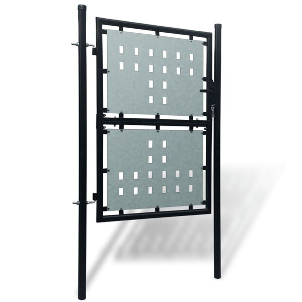 vidaXL Black Single Door Fence Gate 100x125 cm