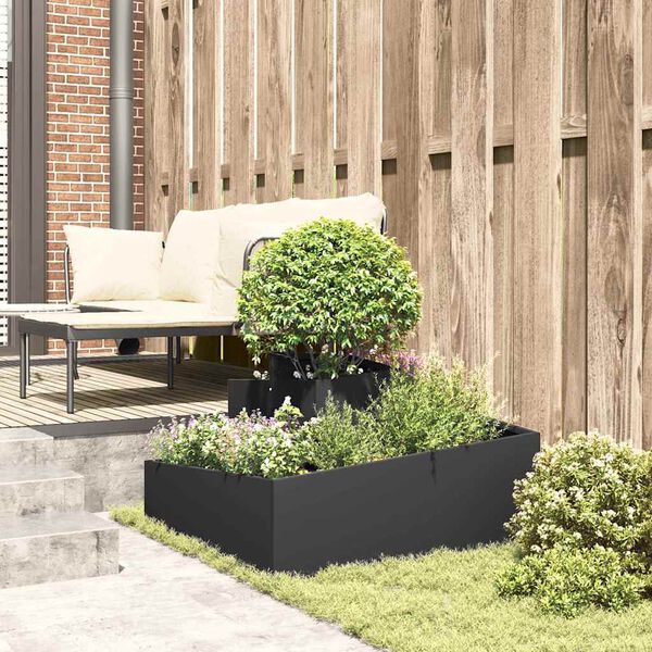 vidaXL Garden Planter Black 80 x 80 x 50 cm Cold-rolled Steel