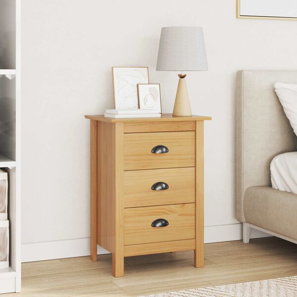 vidaXL Bedside Cabinet with Drawer Hill Honey Brown 46 x 35 x 65 cm