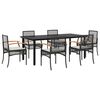 vidaXL 7 Piece Garden Dining Set with Cushions Black Poly Rattan