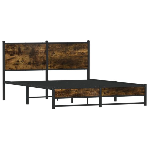 vidaXL Metal Bed Frame without Mattress Smoked Oak 137x190 cm