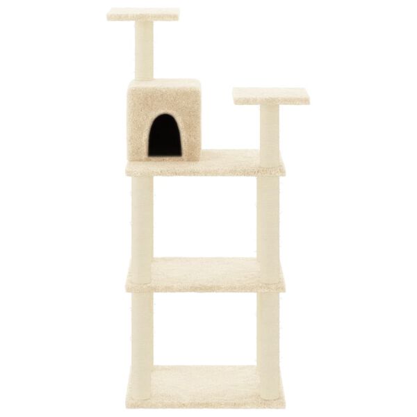 vidaXL Cat Tree with Sisal Scratching Posts Cream 118.5 cm