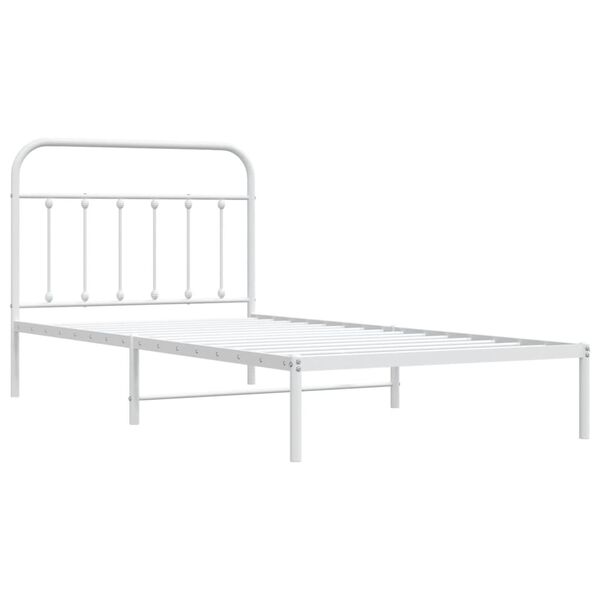 vidaXL Metal Bed Frame without Mattress with Headboard White 107x203cm