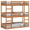 vidaXL Triple Bunk Bed without Mattress Wax Brown 75x190 cm