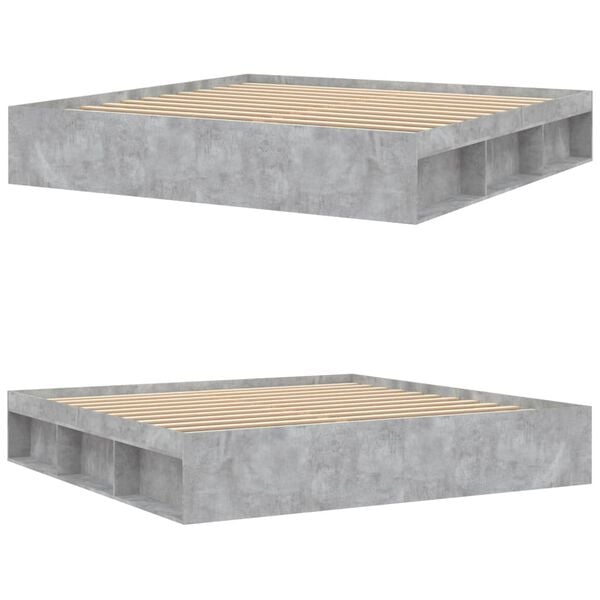 vidaXL Bed Frame without Mattress Concrete Grey 200x200 cm