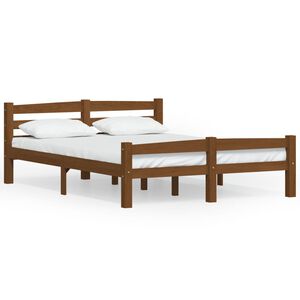 vidaXL Bed Frame without Mattress Honey Brown Solid Pinewood 140x200 cm