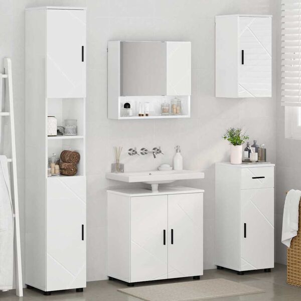 vidaXL Bathroom Furniture Set with Drawer 5 pcs High Gloss White