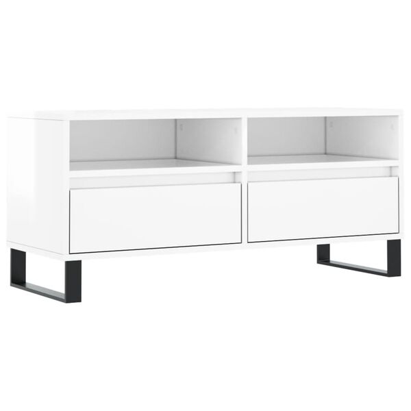 vidaXL TV Cabinet High Gloss White 100x34.5x44.5 cm Engineered Wood