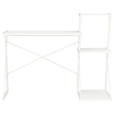 vidaXL Desk with Shelf White 116x50x93 cm