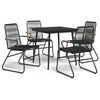 vidaXL 5 Piece Garden Dining Set Black PVC Rattan