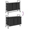 vidaXL Laundry Basket 3 Compartments with Wheels Grey Sonoma