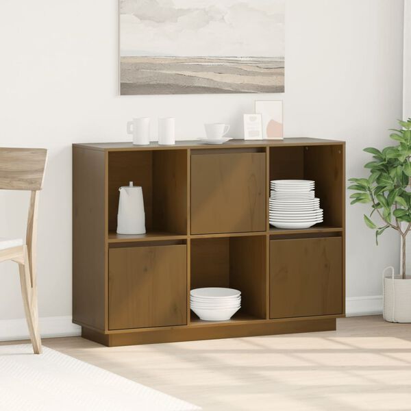 vidaXL Sideboard Honey Brown 110.5x35x80 cm Solid Wood Pine