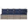 vidaXL Garden Sofa with Cushion Grey 227 x 62 x 69cm Poly Rattan