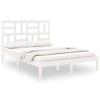 vidaXL Bed Frame White Solid Wood 140x190 cm