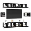 vidaXL TV Cabinet Set Wall-mounted 8 pcs Black Oak Engineered Wood