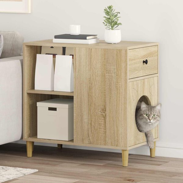 vidaXL Cat House Sonoma 72 x 42.5 x 70 cm Engineered Wood