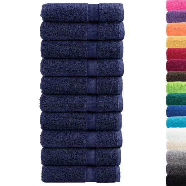 vidaXL Premium Bath Towels "SOLUND" 10 pcs Navy Blue 100x150 cm 600 gsm