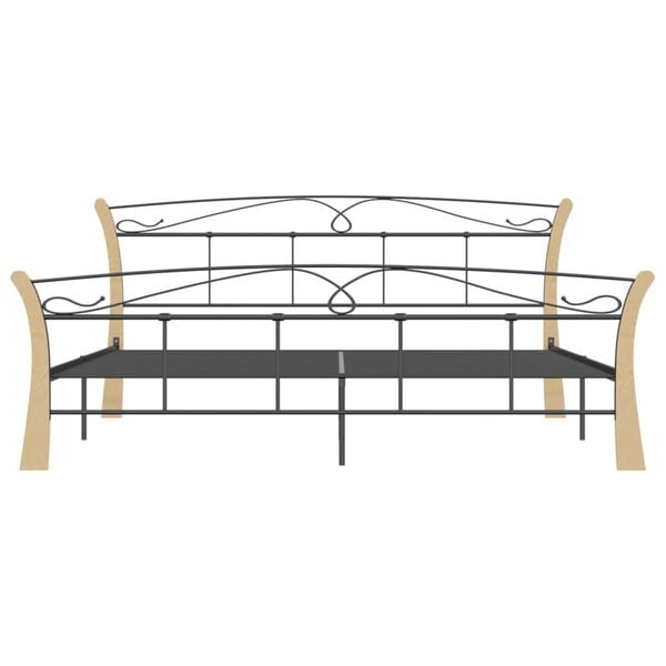 vidaXL Bed Frame without Mattress Black Metal 200x200 cm